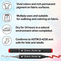 40 Colors Dual Tip Fabric Markers – Permanent No Bleed Pens for T-Shirts & Sneak