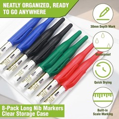 8pcs Waterproof Deep Markers 30mm Extra Fine for Construction Projects