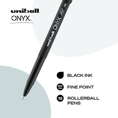 uniball Onyx Roller Ball Pen, Stick, Fine 0.7 Mm, 12 Count (Pack of 1), Black