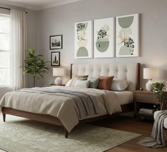3 Pcs Neutral Abstract Boho Canvas Wall Art Beige Sage Green Mid Century Mode…