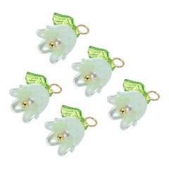 5PCS 13x14mm Acrylic Flower Charm Lily of the Valley Jewelry Green