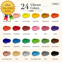 Acrylic Paint Set, 24 Colors (2 Oz/Bottle) with 12 Art Brushes, Art Supplies for