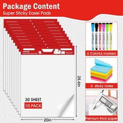 Thickened Sticky Easel Pad, 20 x 23 Inches Large Chart Paper for Teachers, Se…
