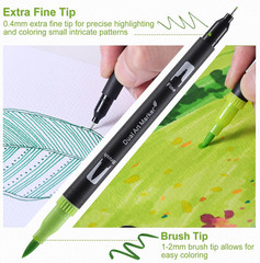 36 Colors Watercolor Markers with Coloring Book Set Brush & Fine Dual Tip No …