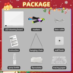 Led Drawing Board with 13 Light Effects, 16″ Rechargeable Glow Doodle LED Note B