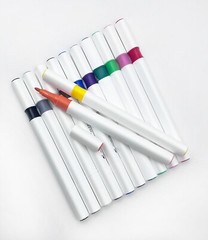 12pcs Dual Tip Double Ended Felt Tipped Pens Fine/Thin Thick Duel Colouring Set