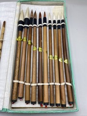 75 Year Old Artist Calligraphy Set 16 Brush Watercolor Made Of Sable Bamboo