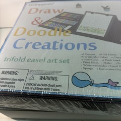 185 Pc Art Set Double Sided Trifold Easel for Kids Drawing Painting Sunnyglade