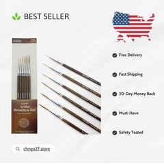 Professional 6-Pc Rigger Liner Brush Set for Intricate Detailing & Pinstriping