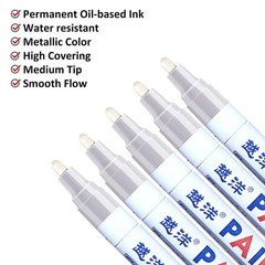 6PC White Paint Pen Marker Waterproof Permanent Car Tire Lettering Rubber Letter
