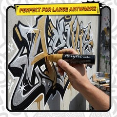 4 Pcs Jumbo Poster Markers, 2 Glod & 2 Silver 15 mm Thick Permanent Tip Acryl…