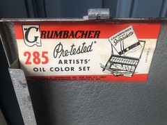 VINTAGE METAL GRUMBACHER 285 OIL PAINT STORAGE CASE – 16.5″ x 12.25″ x 2.75″