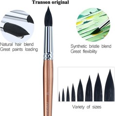 8-Piece Natural Goat Hair Round Watercolor Brush Set