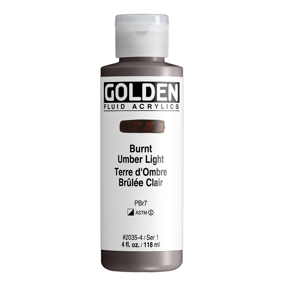 Golden Fluid Acrylic Burnt Umber Light Paint 4 Fl Oz Versatile Artists Paint