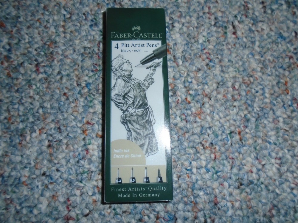 FABER CASTELL – 4 PITT Artist Pens Black Fineliner Drawing Set Pack – S F M B