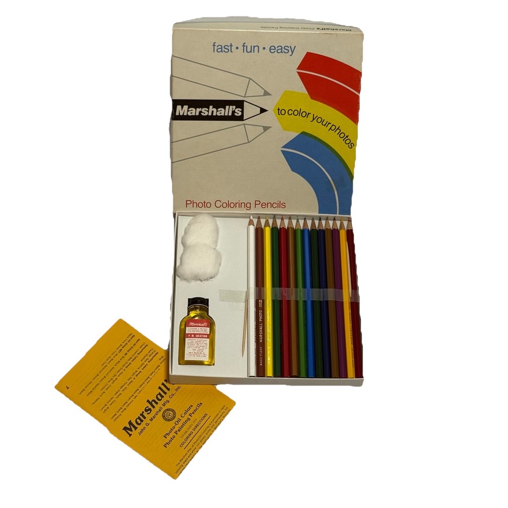 MARSHALL’S Photo Coloring PENCILS 14 Ct SET Vintage Made In Germany NOS