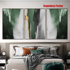 Green Grey and Gold Abstract Wall Art Prints Modern Dark Green Abstract Canva…