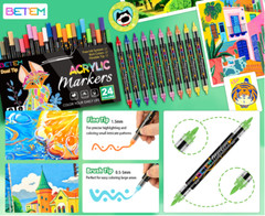 Acrylic Paint Markers Paint Pens,24 Colors Dual Tip Direct Liquid Acrylic Marker