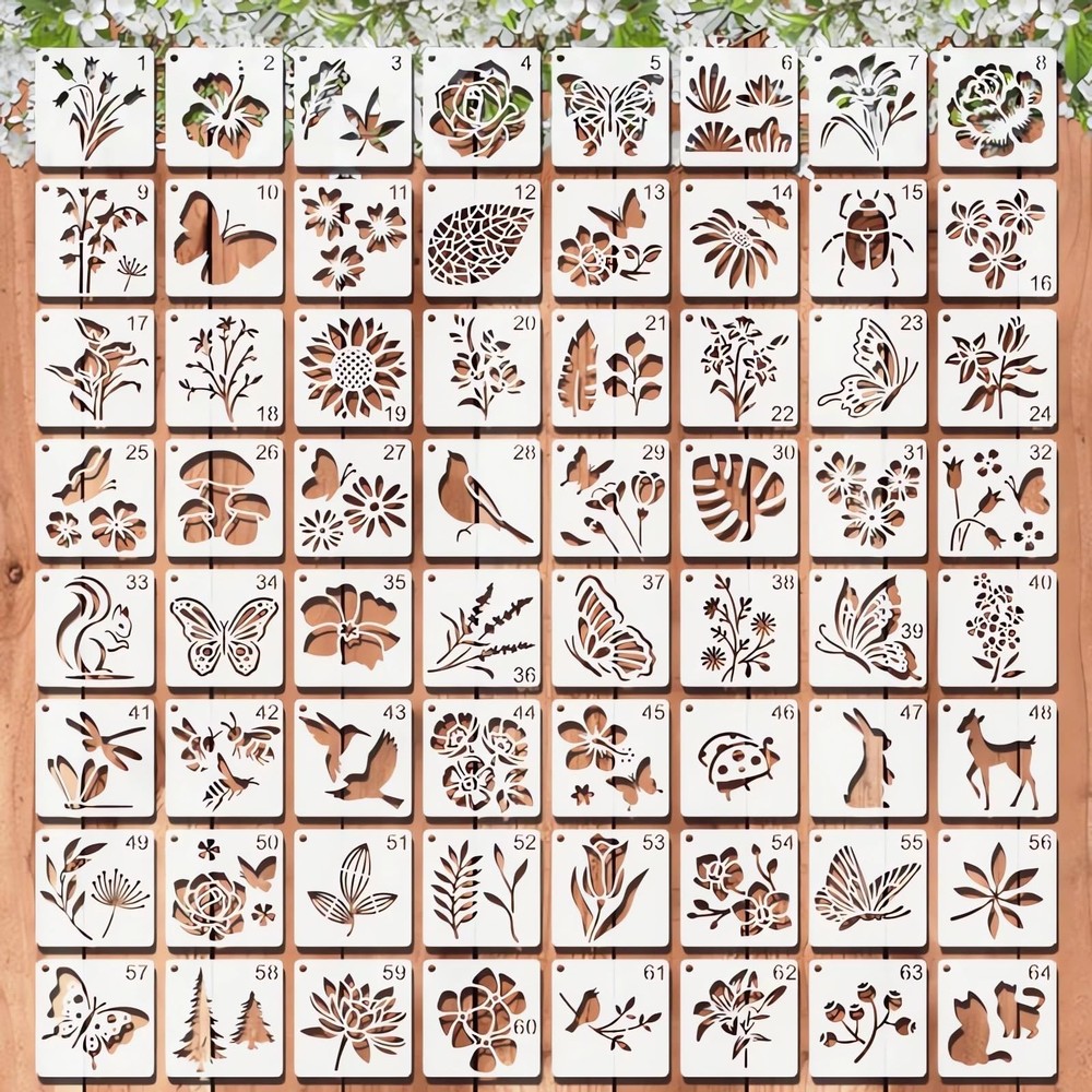 Stencils for Painting, 64pcs 3 Inch Stencils for Crafts Reusable Rock Paintin…
