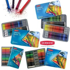 DERWENT Watercolour Inktense Blocks Art Pastels Tin Set Stick Chalk 12 24 36 72