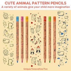 Jumbo Colored Pencils for Kids, Triangle Thick Coloring 12 Wooden Look
