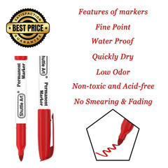 Shuttle Art Permanent Markers, 30 Pack Red 1 Count (Pack of 30),