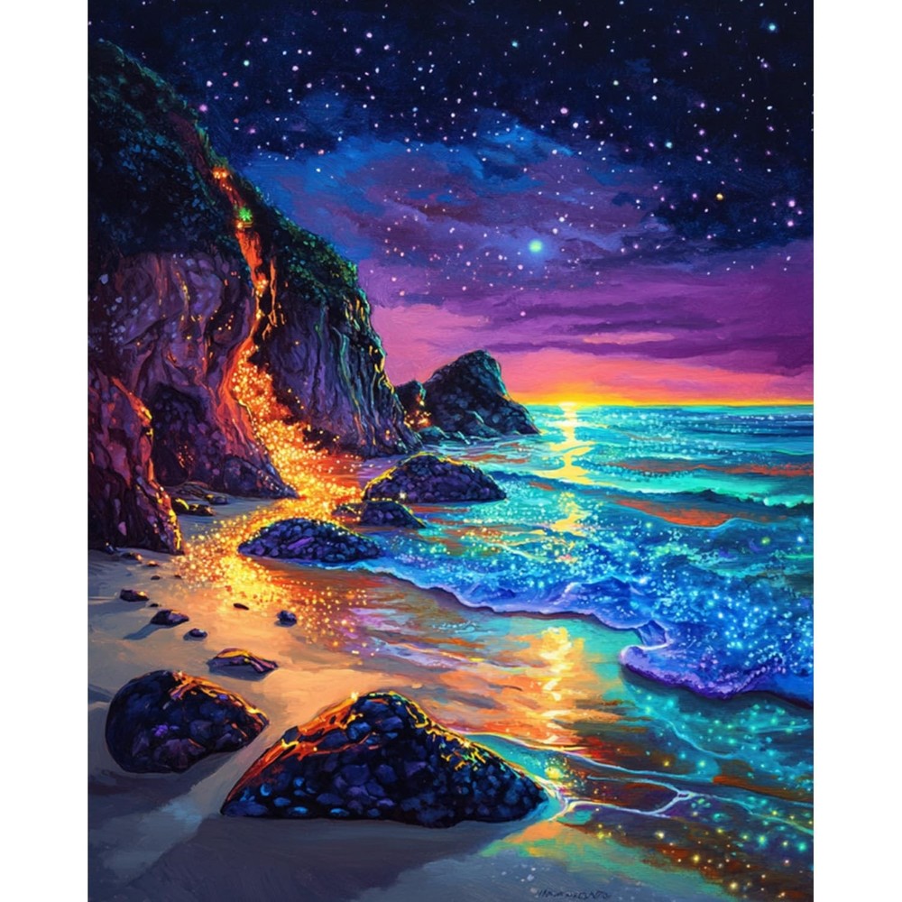 Beach Paint by Numbers Kit for Adults Beginner DIY Canvas Art 16×20 Inch