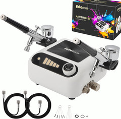Dual Airbrush Kit with Compressor, 5-Level Adjustable, Compact for Art & Makeup