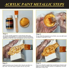 Wadities Acrylic Paint Metallic 375g Gold & Silver & Bronze Gold Leaf Paint for