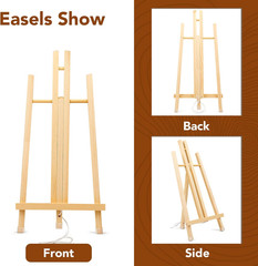 3 Pack 15 Inch Wood Easels, Easel Stand for Painting Canvases, Art, and Craft…