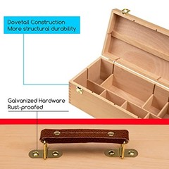 Sturdy Wood Tool Box: Beechwood Portable Art Supply Organizer – Artist Large