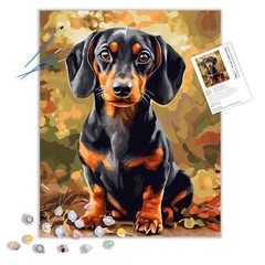Dachshund Paint by Number Kits, Black and Brown Weiner Dogs Paint by Art-04