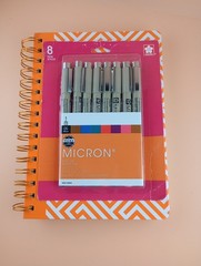 Pretty Spiral Journal With 8 Pack Of Sakura Micron .45 mm Assorted Colors Pens