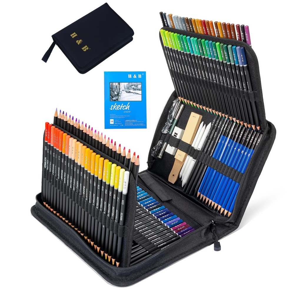 145 PCS Artist Drawing and Art Supply Kit with Graphite Pencils Gift Box