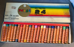 Vintage NIJI Oil Pastel Thick Sticks 24 Colours Made in Japan Yasutomo & Co