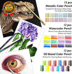 176PCS Art Supplies Sketching Kit with 100 Sheets 3-Color Sketch Book Graphite