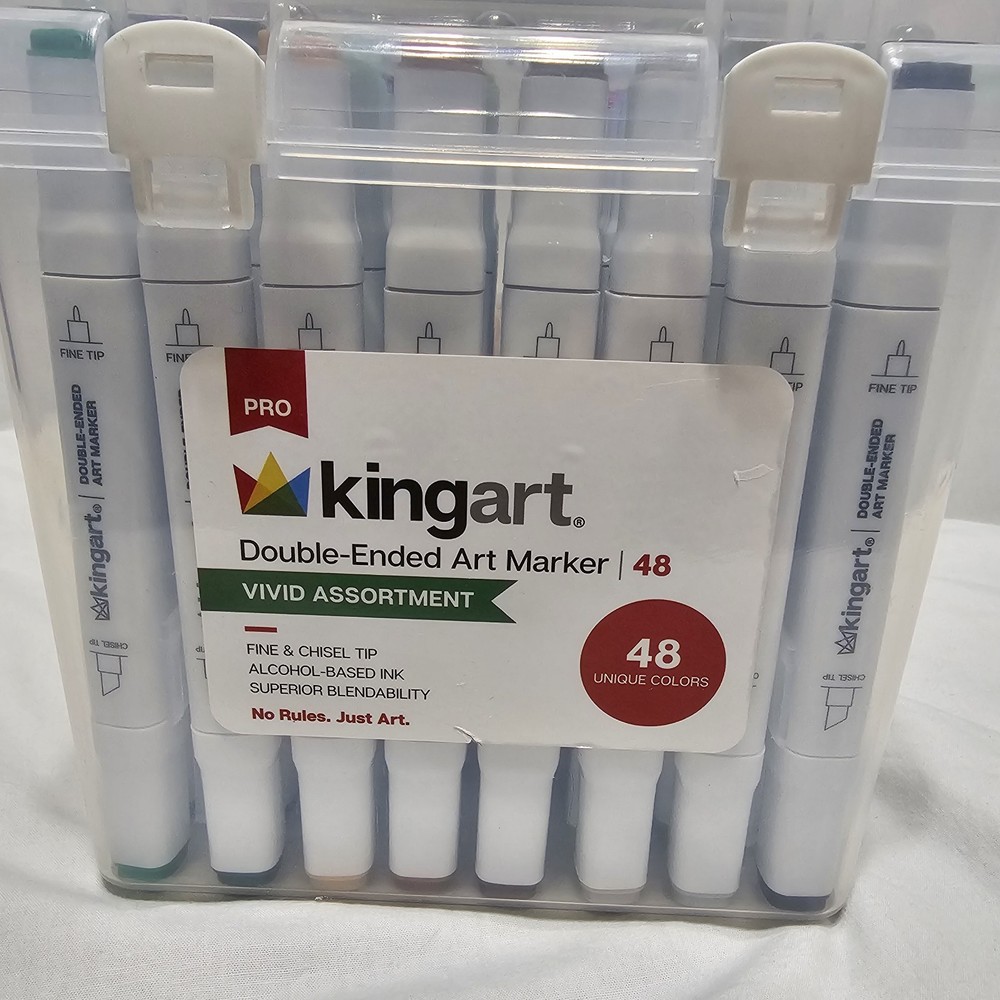 Kingart Double Ended Art Alcohol Markers Vivid Assortment 48 Unique Colors