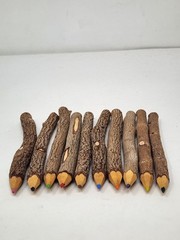 Set Of 10 Rustic Twig Branch Natural Wood Colored Pencil Set Decorative Pencils