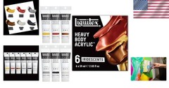 6 x 59ml Heavy Body Acrylic Paint Set – Vibrant Iridescent Colors for Fine Art
