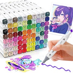Alcohol Markers Set 80 Colors – Coloring Markers for Adult Coloring Books Profes