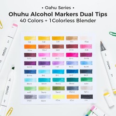 Ohuhu 40 Colors Dual Tips Alcohol Art Markers, Fine & Chisel Great Gift Idea