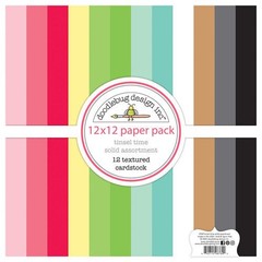 DOODLEBUG – 12 X 12 – TINSEL TIME – SOLID ASSORTMENT – 3 PKGS PAPER