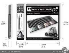 Acrylic Paint Pens 22 Assorted Gray Pro Color Series (EXTRA FINE)