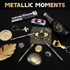 Permanent Chrome Paint Markers 3PCS Set Silver Gold Bronze Liquid Chrome Pens