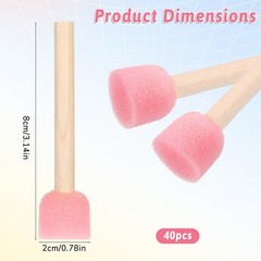 40 PCS 0.8 Inch Round Sponges Foam Brush Set Wooden Handle DIY Paint Staining