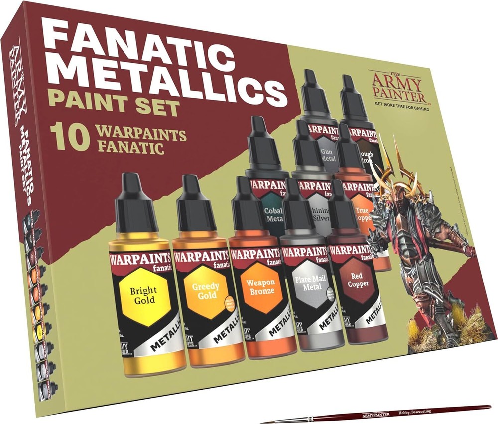The Army Painter 0.06 Fl Oz (Pack of 10), Fanatic Metallics Paint Set Combo