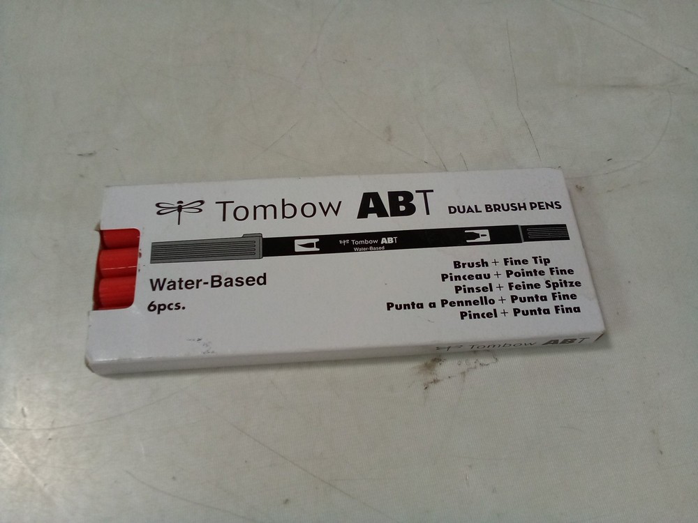Tombow ABT Dual Brush Pens, Water-Based 6pcs Poppy Red