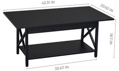 GreenForest Coffee Table Large 43.3 x 23.6 inch with Storage Shelf for Living…