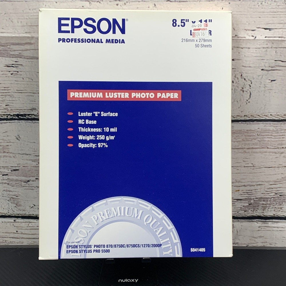 Epson Professional Media Premium Luster Photo Paper 8.5″ x 11″ 50 Sheets Sealed