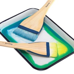 Set of 5 Wide Goat Hair Hake Brushes – Soft Natural Bristles for Sumi-e & Washes